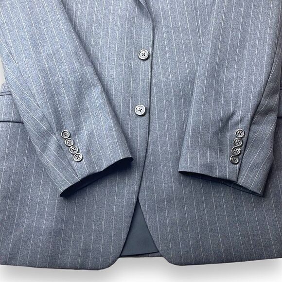 LAUREN Ralph Lauren Suit Jacket Mens 42L Charcoal Gray Pinstripe Wool Sport Coat - Picture 3 of 12
